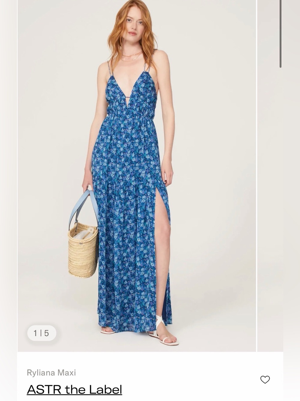 Astr the Label - Blue Floral Tie-Back Maxi Dress